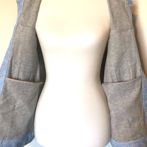 NWT DOLCE CABO Women's Blue Lace Overlay Jersey Lined Jacket Size Medium - Picture 7 of 11